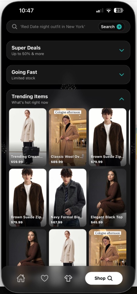 Shop Tab — Super Deals, trending items, and AI search